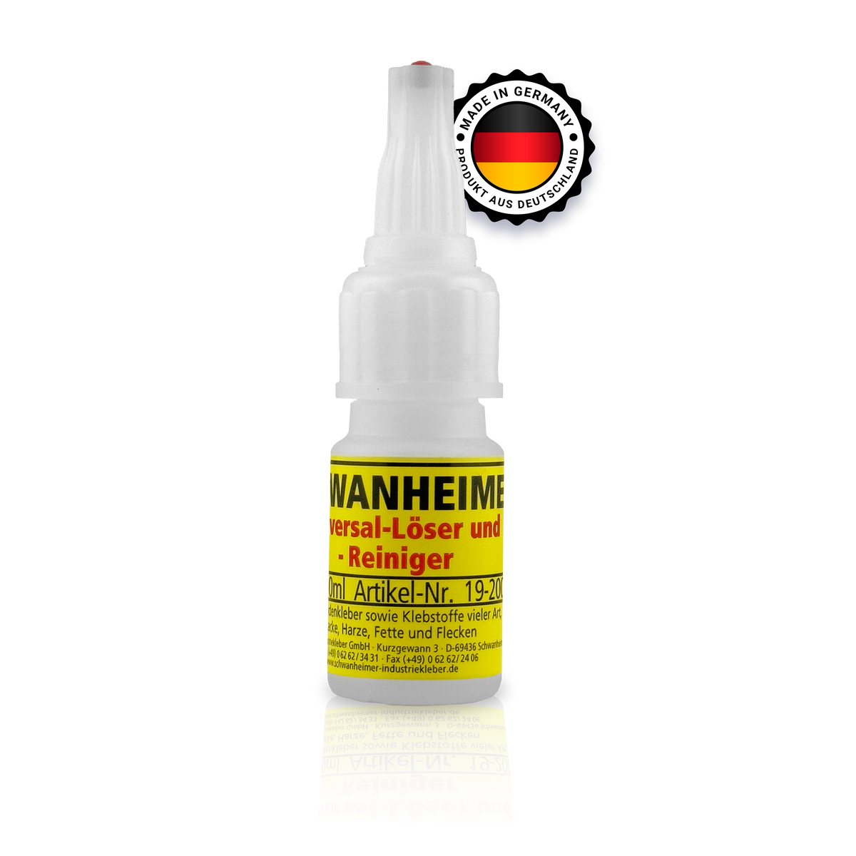 Schwanheimer Universal-Löser und Reiniger - extra starker acetonfreier Klebstoffentferner & Fleckenentferner - für die schnelle & schonende Entfernung von getrocknetem Klebstoff bzw. hartnäckigen Flecken
