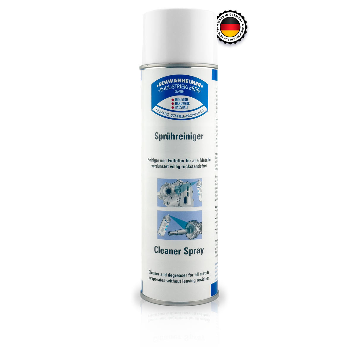 Schwanheimer Sprühreiniger 500ml - Reinigung/ Oberflächenvorbehandlung vor dem kleben - völlig rückstandfreie Verdunstung & arbeiten über Kopf möglich