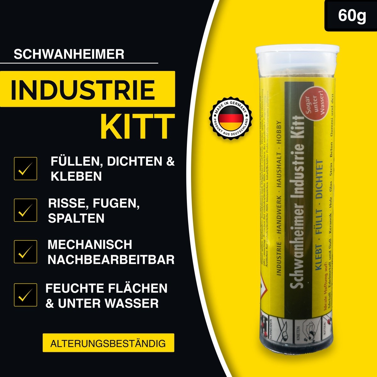 Schwanheimer Industrie - Kitt / 60g - 2 - K Reparaturmasse & Klebstoff - Kitt - KleberKompass