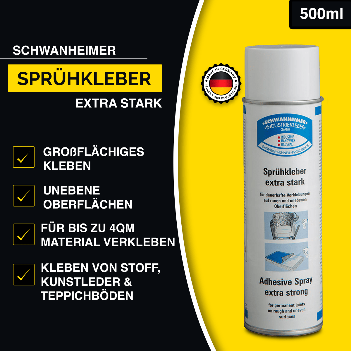 Schwanheimer Sprühkleber / 500ml - besonders ergiebig: für bis zu 4qm - KleberKompass